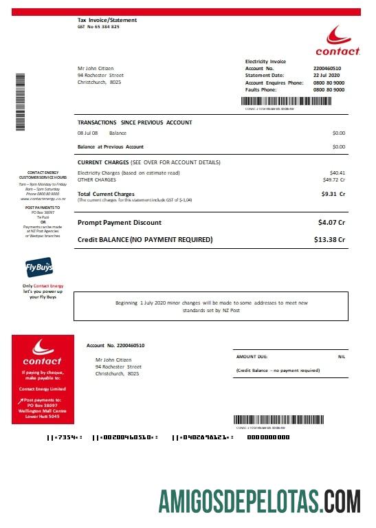 realista Modelo de prova de energia de contato na Nova Zelândia em formato Word e PDF